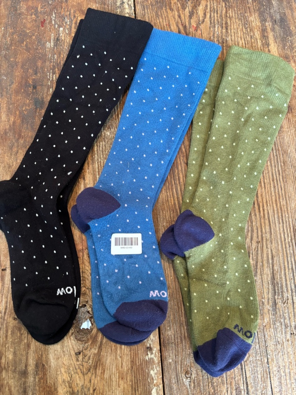 Wellow Men's Compression Polka Dot Dress Socks in Black, Blue & Olive